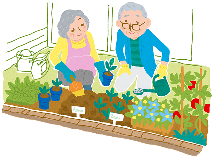 園芸をする老夫婦