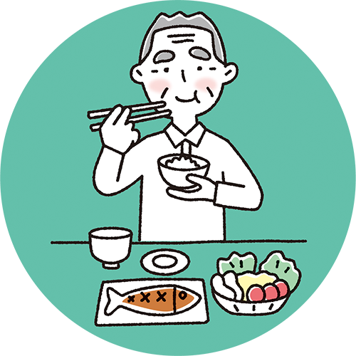 食事するシニア男性 | フレイル予防の３つのポイント | パナソニックのエイジフリー