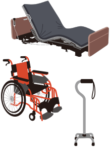 福祉用具貸与 ベッド車椅子イラスト