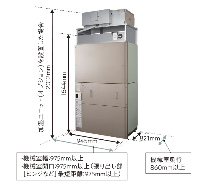 空調ユニットおよび機械室寸法