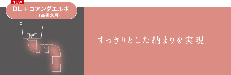 DＬ コアンダエルボ（高排水用）　すっきりとした納まりを実現