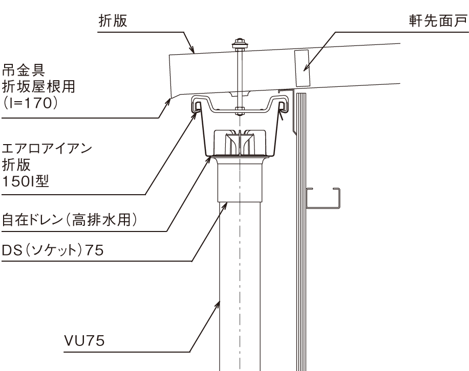 折版屋根収まり図1