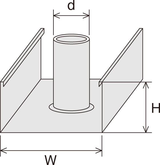 貫通管設置時の各部の寸法イメージ