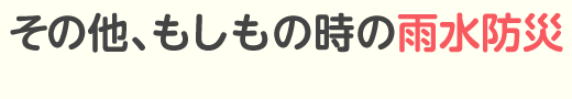 その他、もしもの時の雨水防災