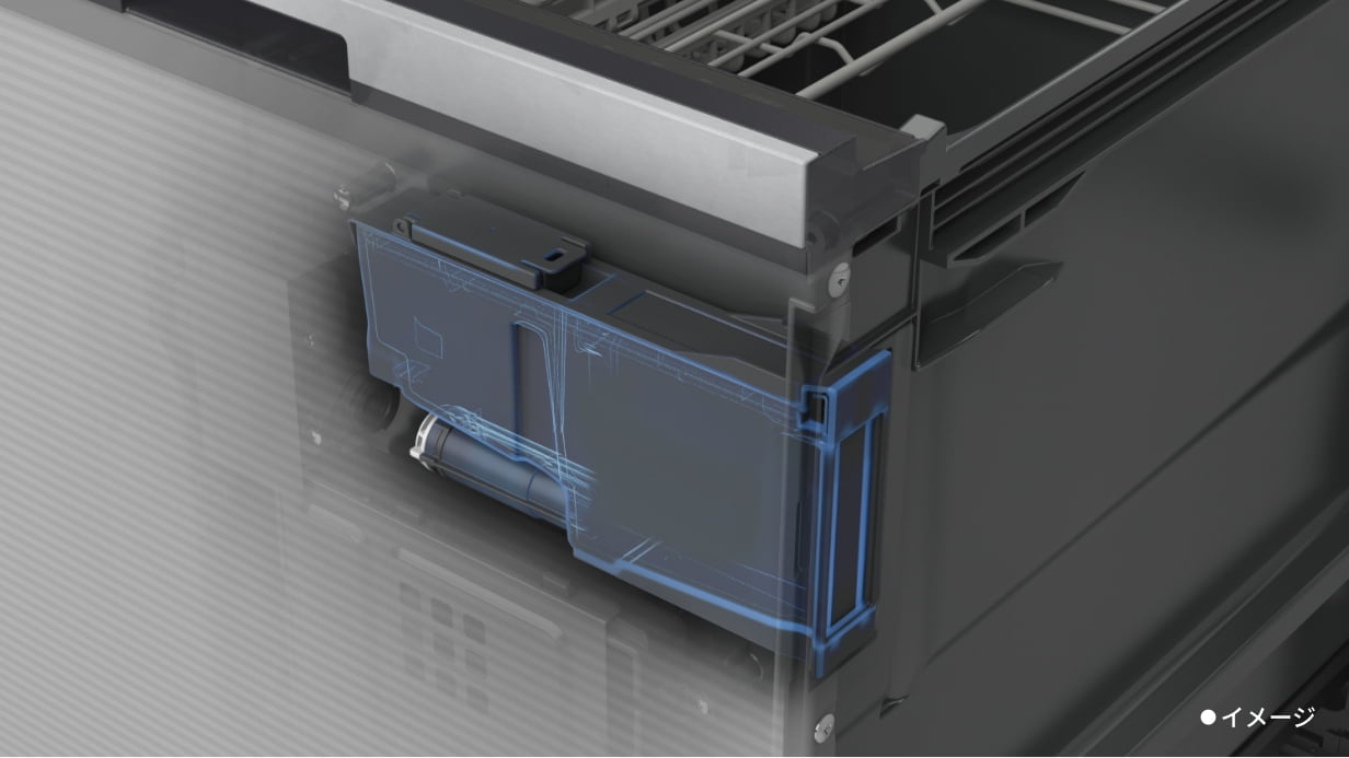 液体洗剤自動投入ユニットの内部構造CGイメージ