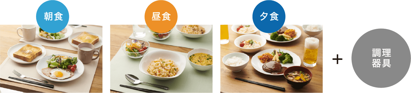 朝食　昼食　夕食　＋　調理器具