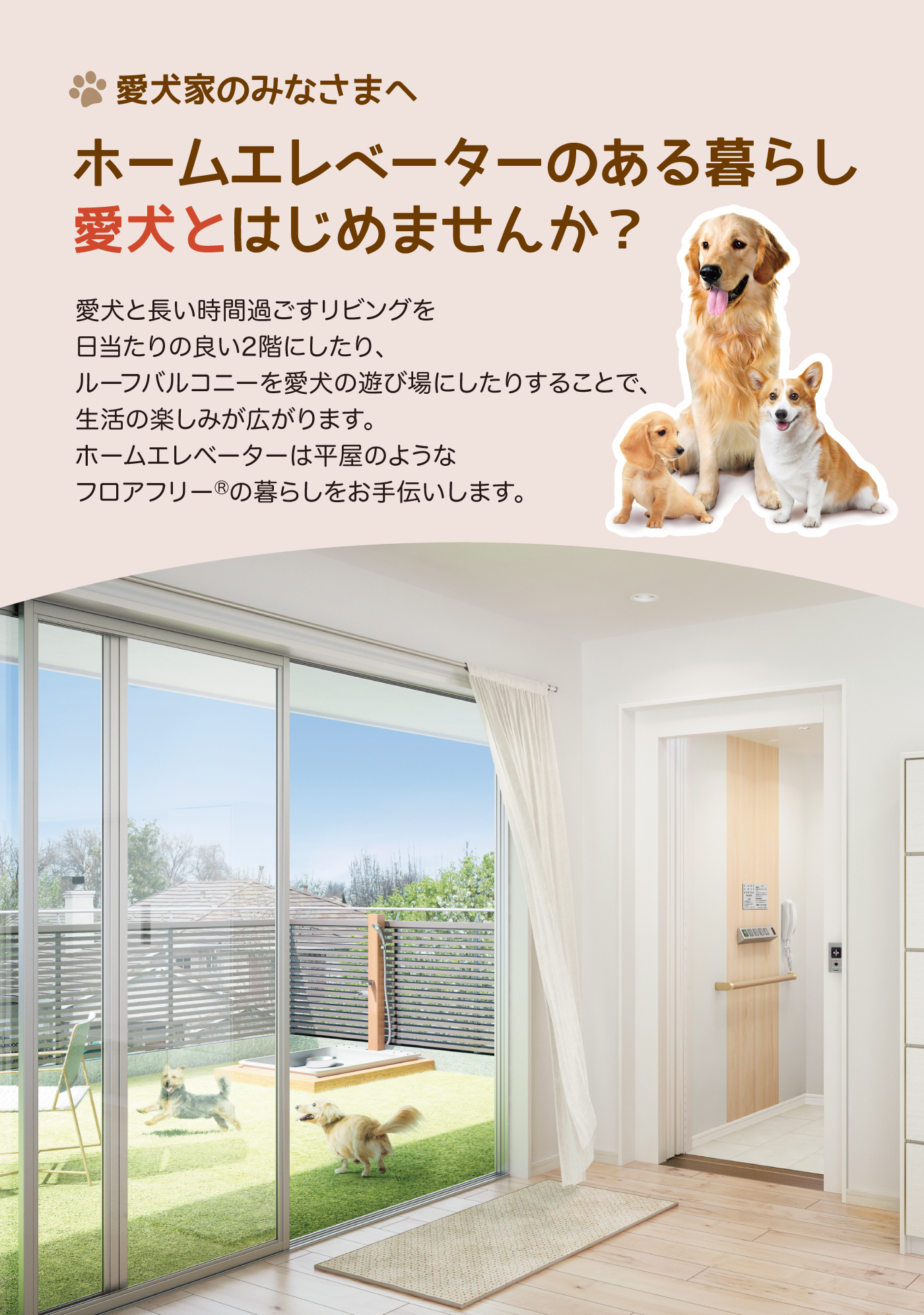 ホームエレベーターのある暮らし愛犬とはじめませんか？