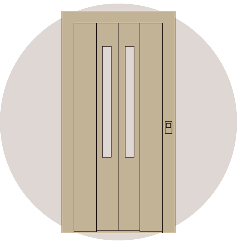 乗り場ドア・三方枠化粧シート貼り仕様