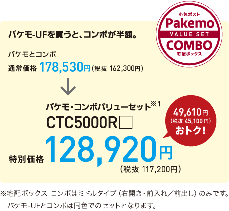 パケモ-UF・コンボバリューセット　CTC5000R　特別価格128,920円（税抜117,200円）