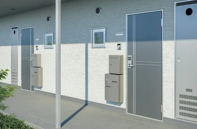 集合住宅（アパート）玄関ドア横（戸別）設置 壁掛け施工