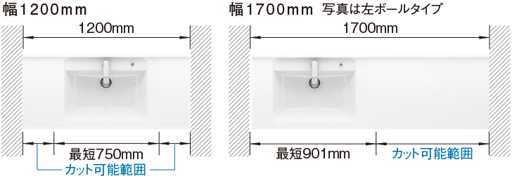 幅1200mm 幅1700mm 写真は左ボールタイプ