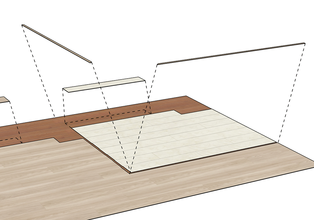 貼り方向・色柄が変わる場所