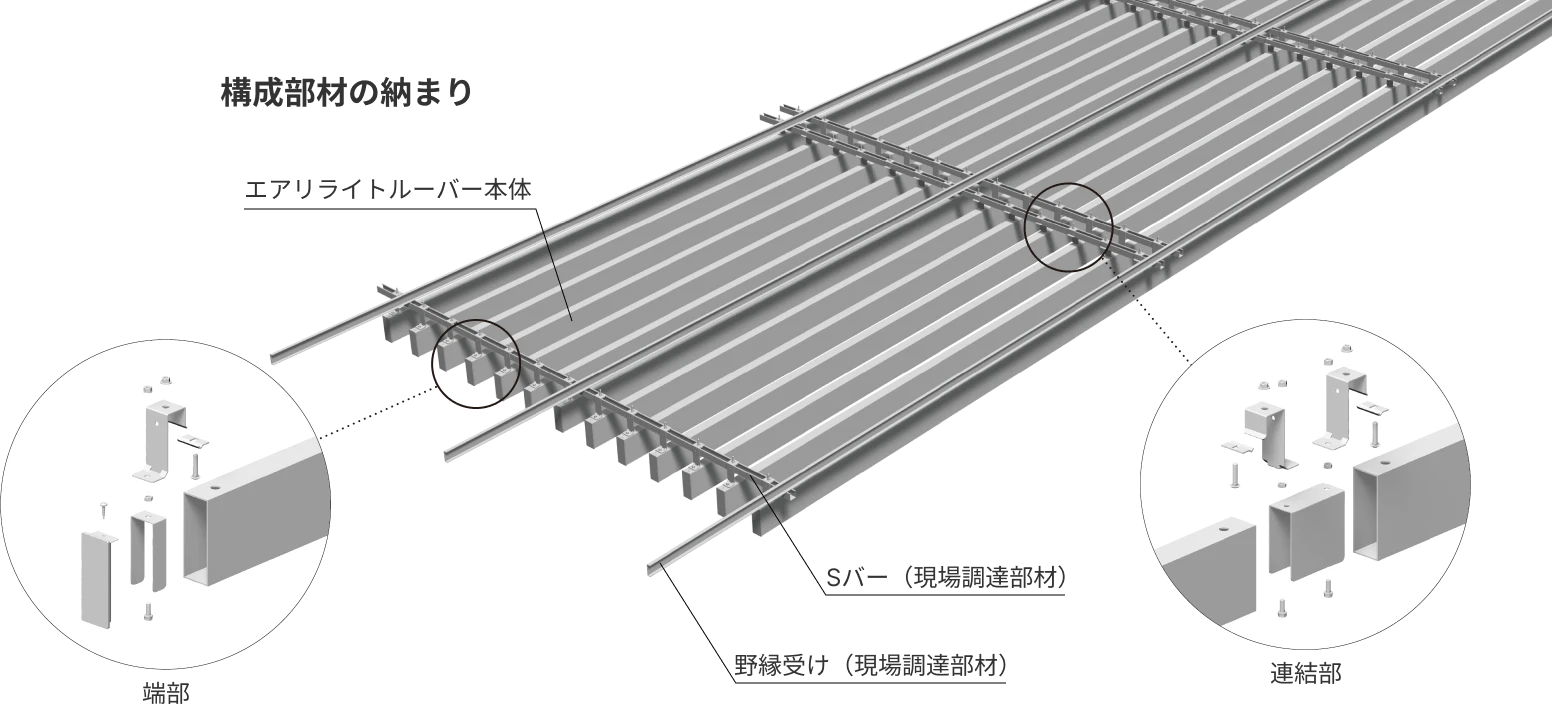 軽量鉄骨下地吊り用 構成部材の納まり イメージ画像