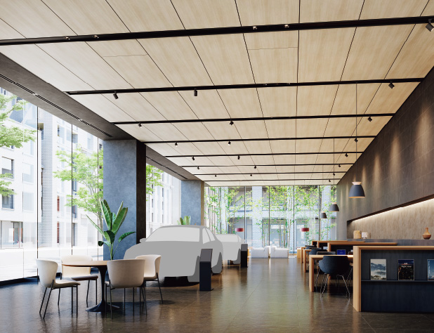 商業施設　店舗（CG）エアリライト設備ラインタイプ事例