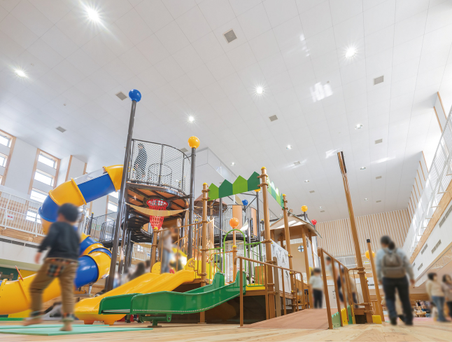 公共施設　山形県 子育て世代活動支援センター アクティ米沢　エアリライトスクエアタイプ事例
