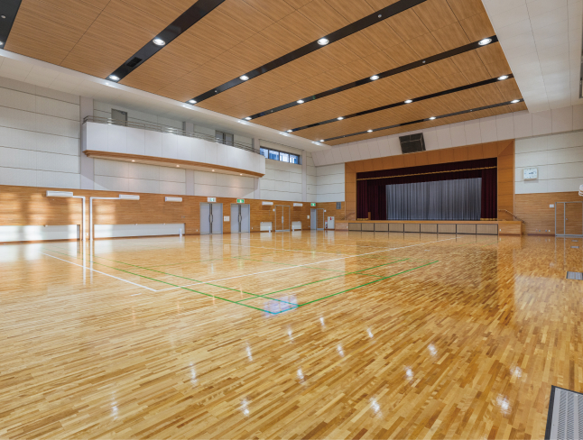 福祉施設　天童市総合福祉センター 屋内運動場　エアリライト設備ラインタイプ事例