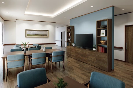 5間以上の空間にも施工が可能。交流スペースなどにもお使いいただけます。