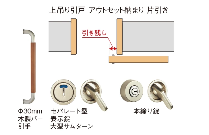 上吊り引戸 アウトセット納まり 片引き