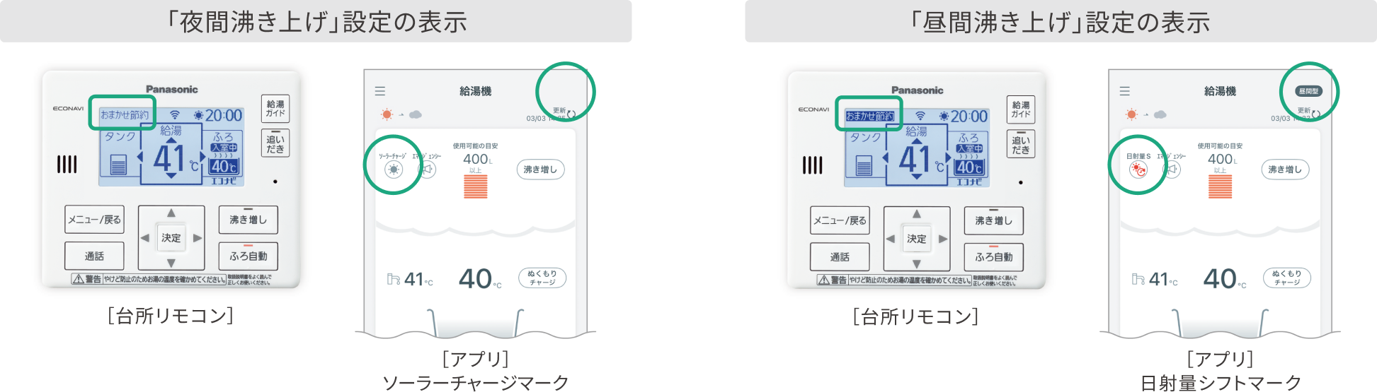 リモコン・スマホ画面の表示イメージ