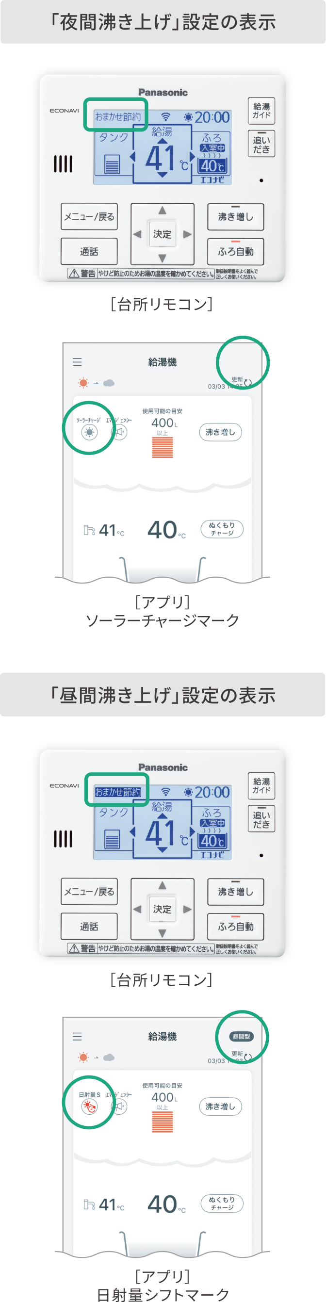 リモコン・スマホ画面の表示イメージ