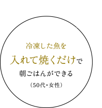 冷凍した魚を入れて焼くだけで朝ごはんができる（50代・女性）