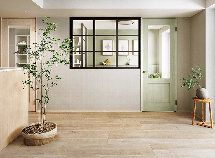 ライト（薄い茶色）の施工例 カームチェリー柄（シート）