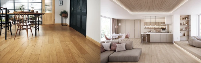 床の色柄によってお部屋のイメージは大きく変わります。あなたのお好みはどちら？