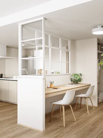 天井直付け ＋ L 字納まり ＋ 片側オープン納まり