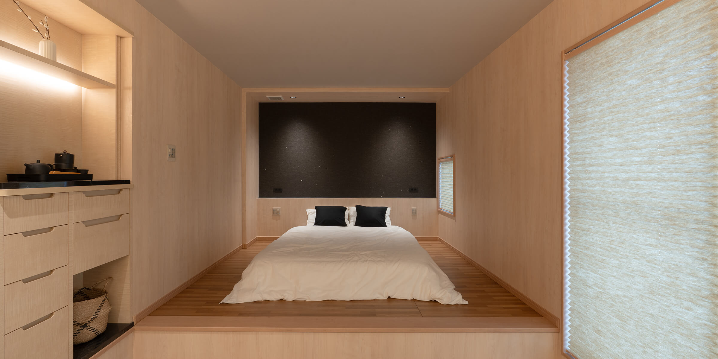 ホテル暮らしを完全再現した寝室