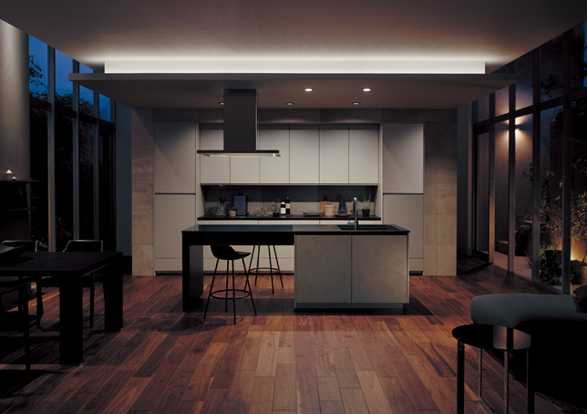 Lクラス　ラウンドアクセス ガラステーブルプラン（アイランド）