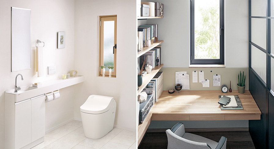 内開き仕様の開き窓