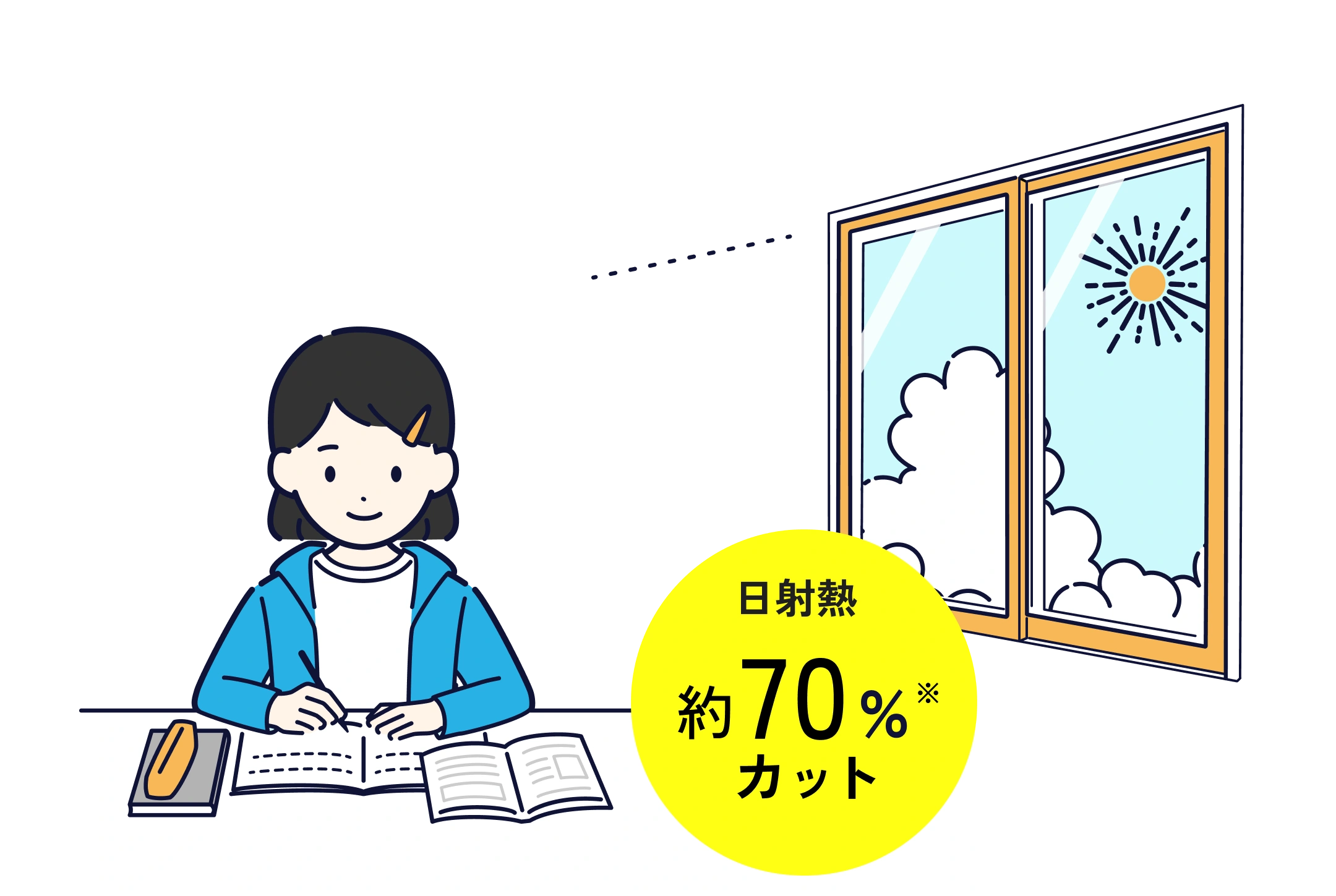 遮熱効果の説明イラスト