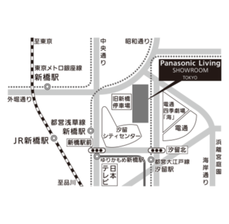 地図：パナソニック リビング ショウルーム 東京