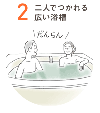 2　二人でつかれる広い浴槽