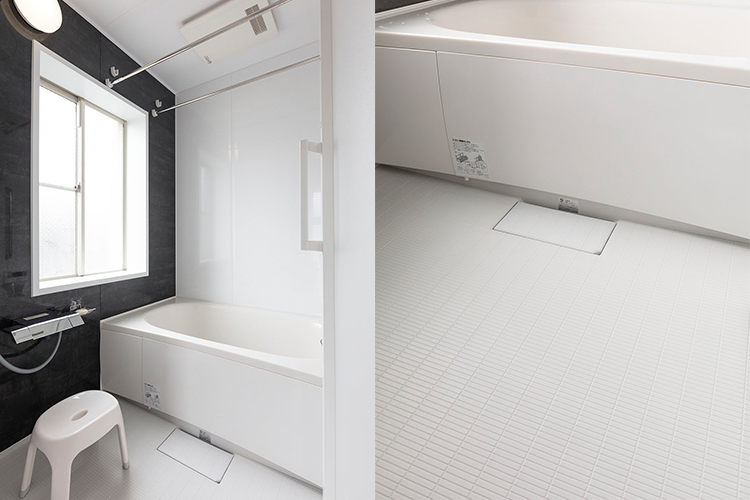 写真：最新の床暖房で冷えと湿気の悩みが解消された浴室