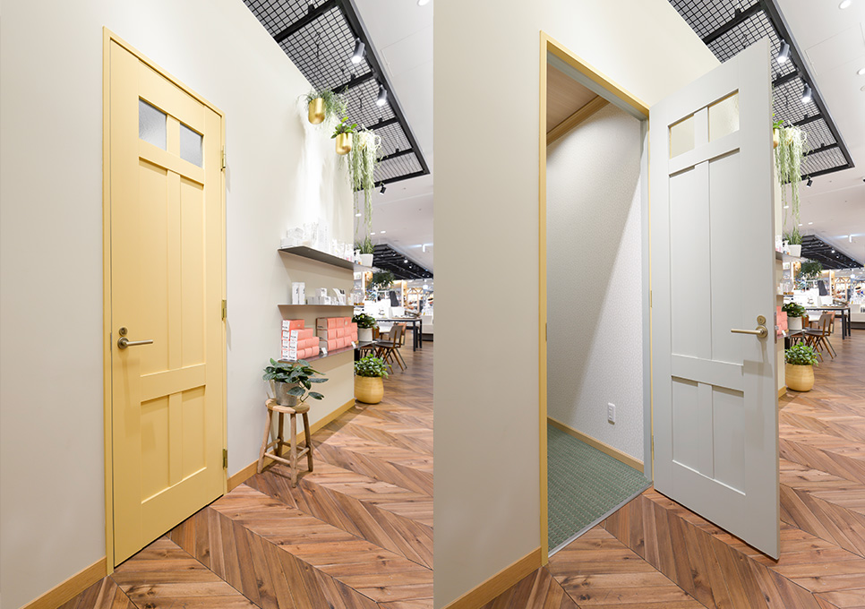 ワイルドオーク柄のドアは市販の塗料で好みに塗装できるのが特長