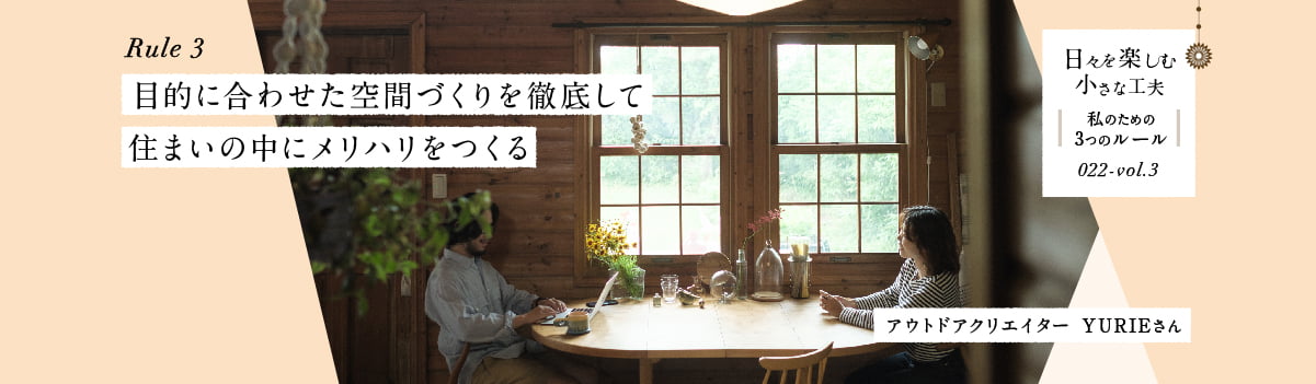 日々を楽しむ小さな工夫022-vol3 目的に合わせた空間づくりを徹底して住まいの中にメリハリをつくる