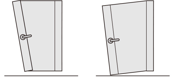 イラスト：ドアの広がりやズレなど、外観に異常がある