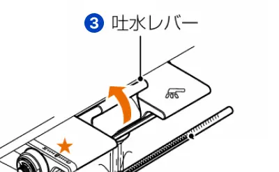 吐水レバーを最大まで回す位置を示したイラスト