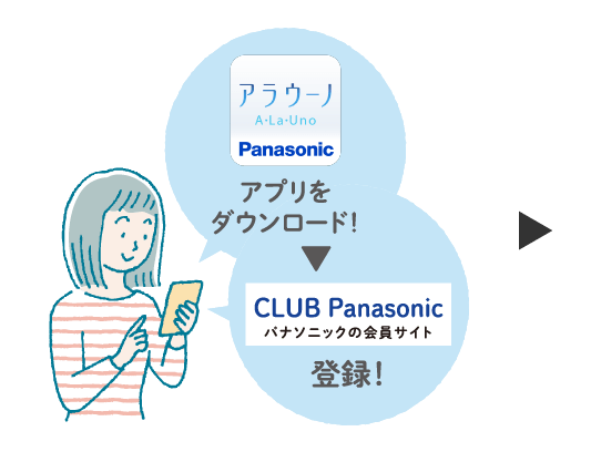 「アラウーノアプリ」をダウンロードし、CLUB Panasonicに登録