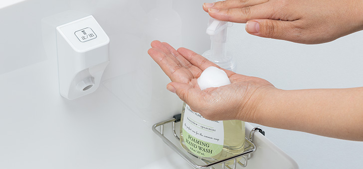 手洗い用ワイヤーラック 使用例
