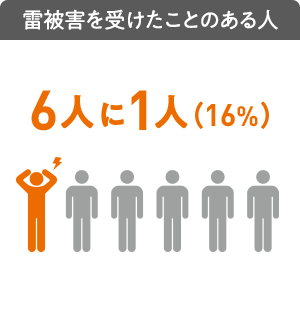 雷被害を受けたことのある人 6人に1人（16%）