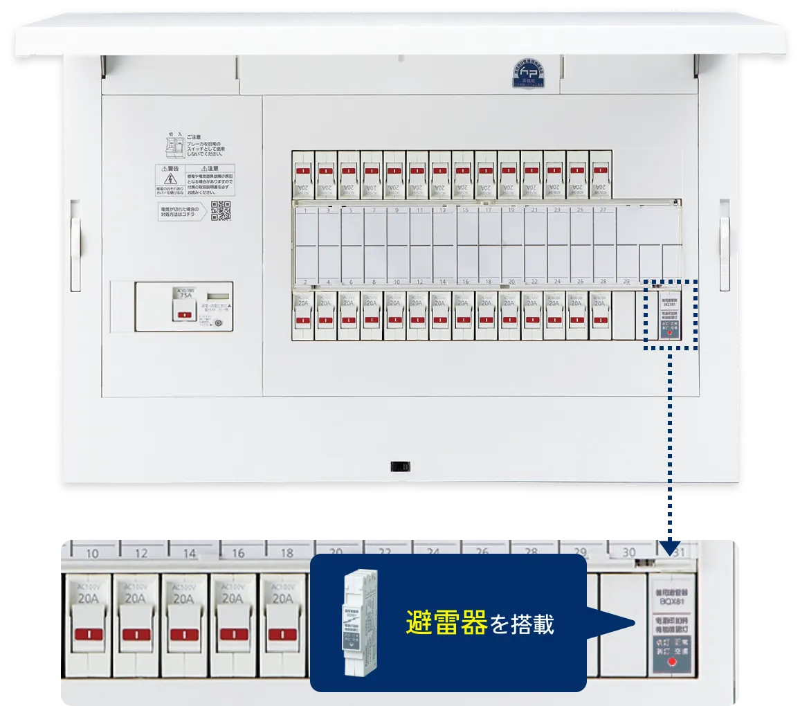 上:かみなりあんしん ばん本体 下:避雷器を搭載